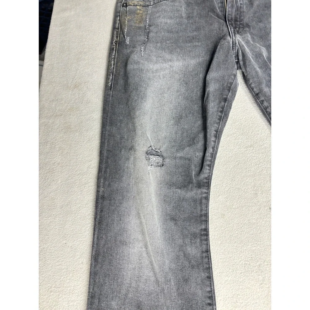True Religion Ricky W Flap Straight Jeans Black Gold Snake Distressed Mens 38